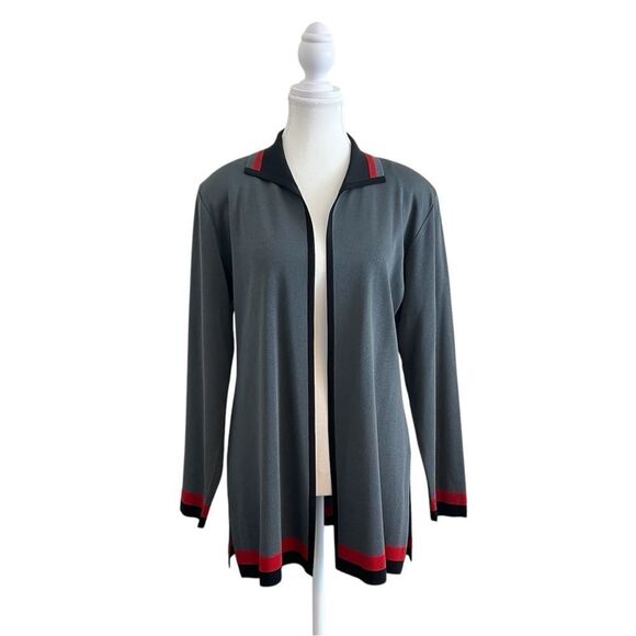 Exclusively Misook Open Front Cardigan Sweater in Gray Size Small - Picture 1 of 7